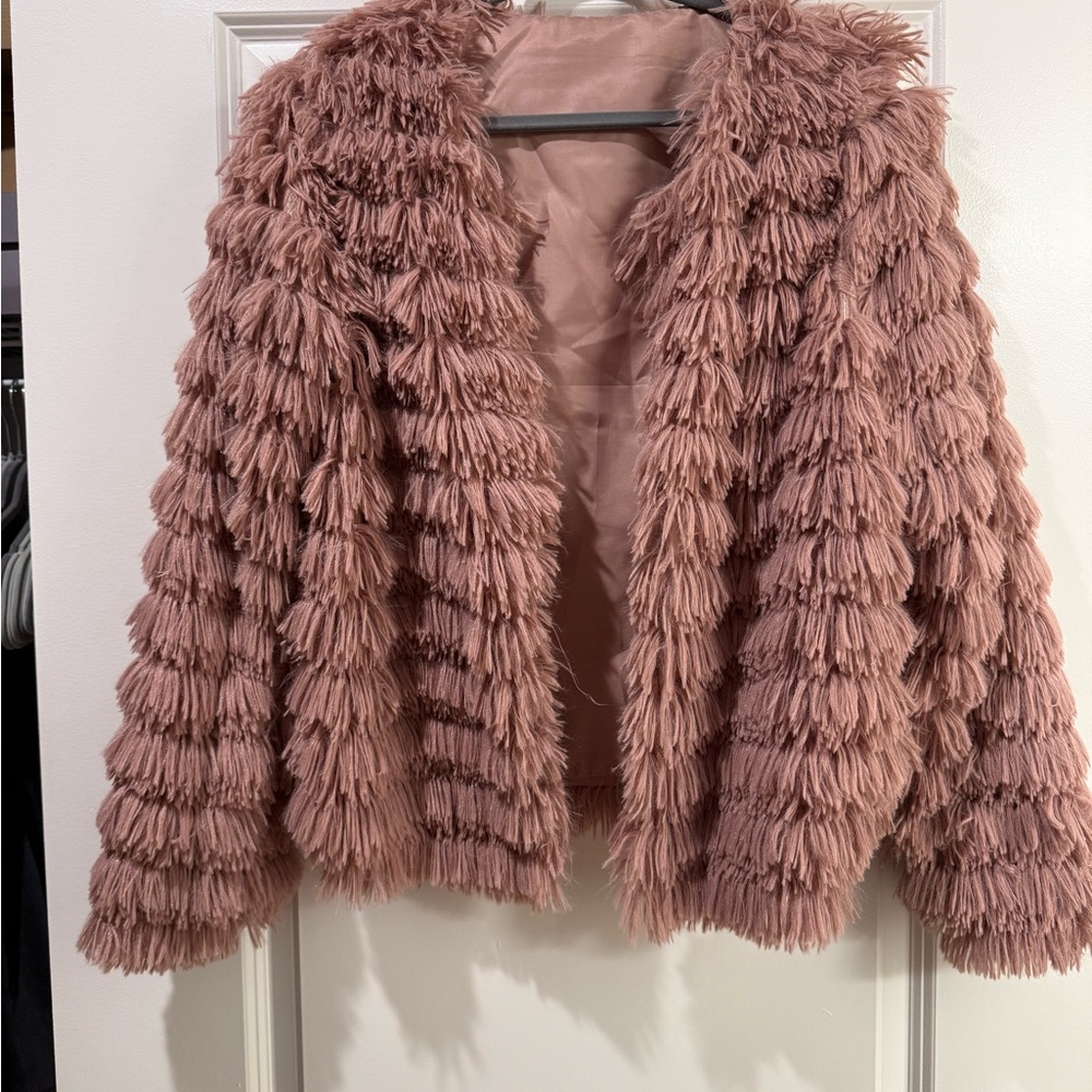 Women's Pink Faux Fur Jacket